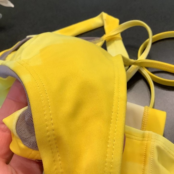 Under Armour Yellow Pixel Ombré Athlettic Tankini Swimsuit Top Halter Tie Dye - Picture 11 of 14